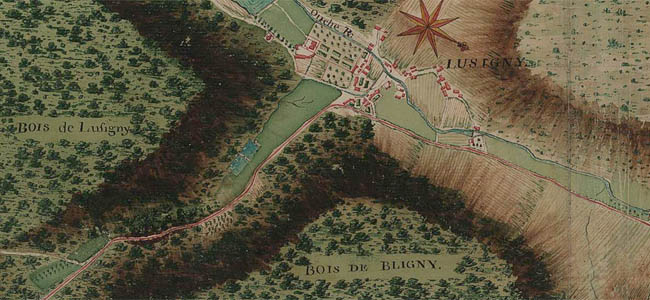 atlas de route au 18ème siècle à Lusigny-sur-Ouche
